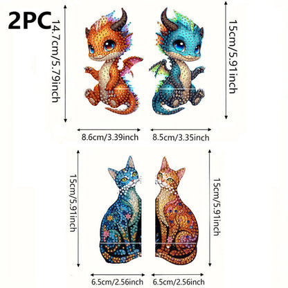 2pcs 2D Flat DIY Diamond Art Pendant Partial Drill Wall Decor for Home & Windows
