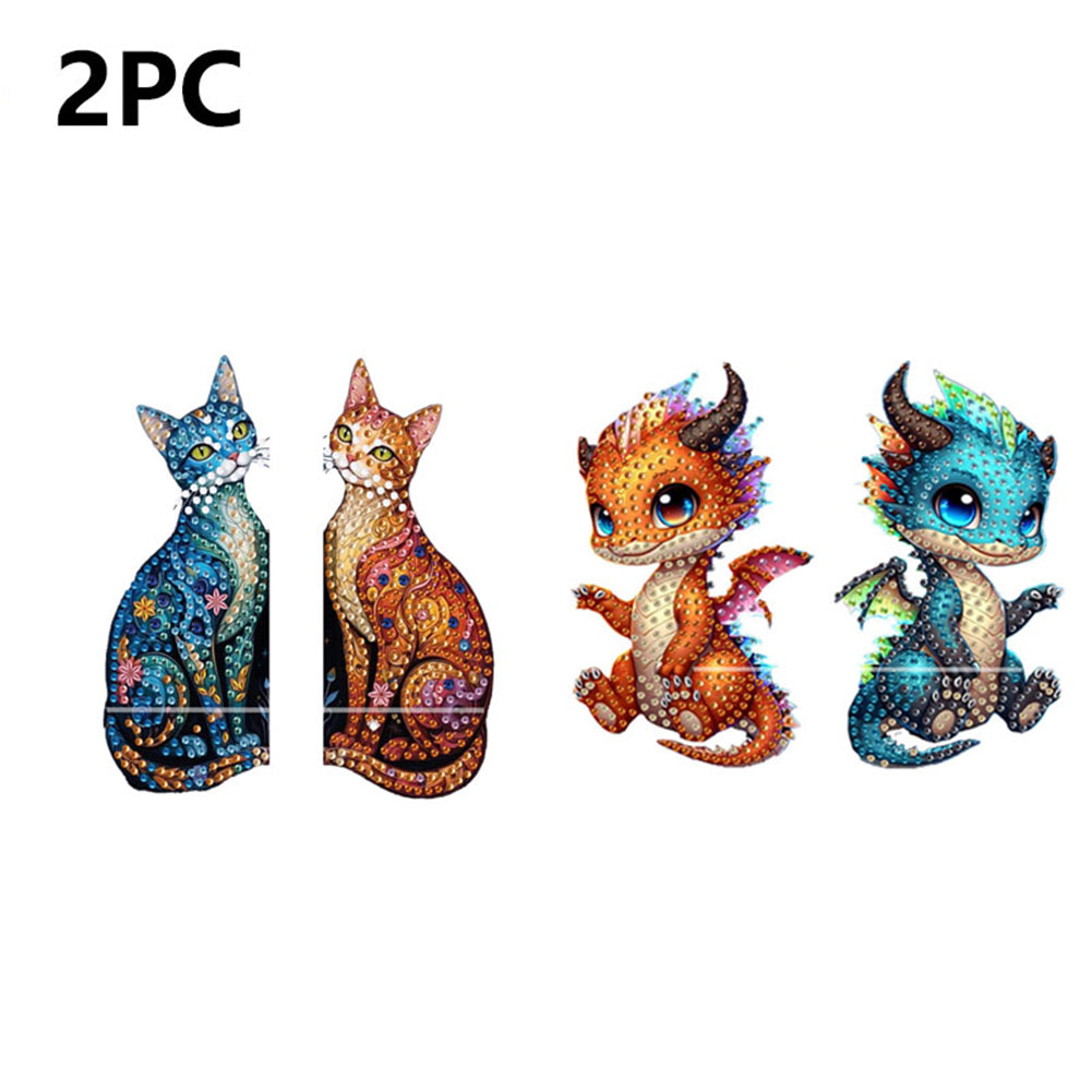 2pcs 2D Flat DIY Diamond Art Pendant Partial Drill Wall Decor for Home & Windows