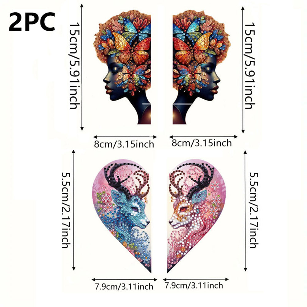 2pcs 2D Flat DIY Diamond Art Pendant Partial Drill Wall Decor for Home & Windows