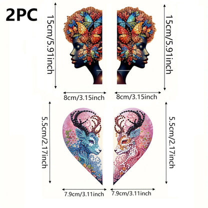 2pcs 2D Flat DIY Diamond Art Pendant Partial Drill Wall Decor for Home & Windows