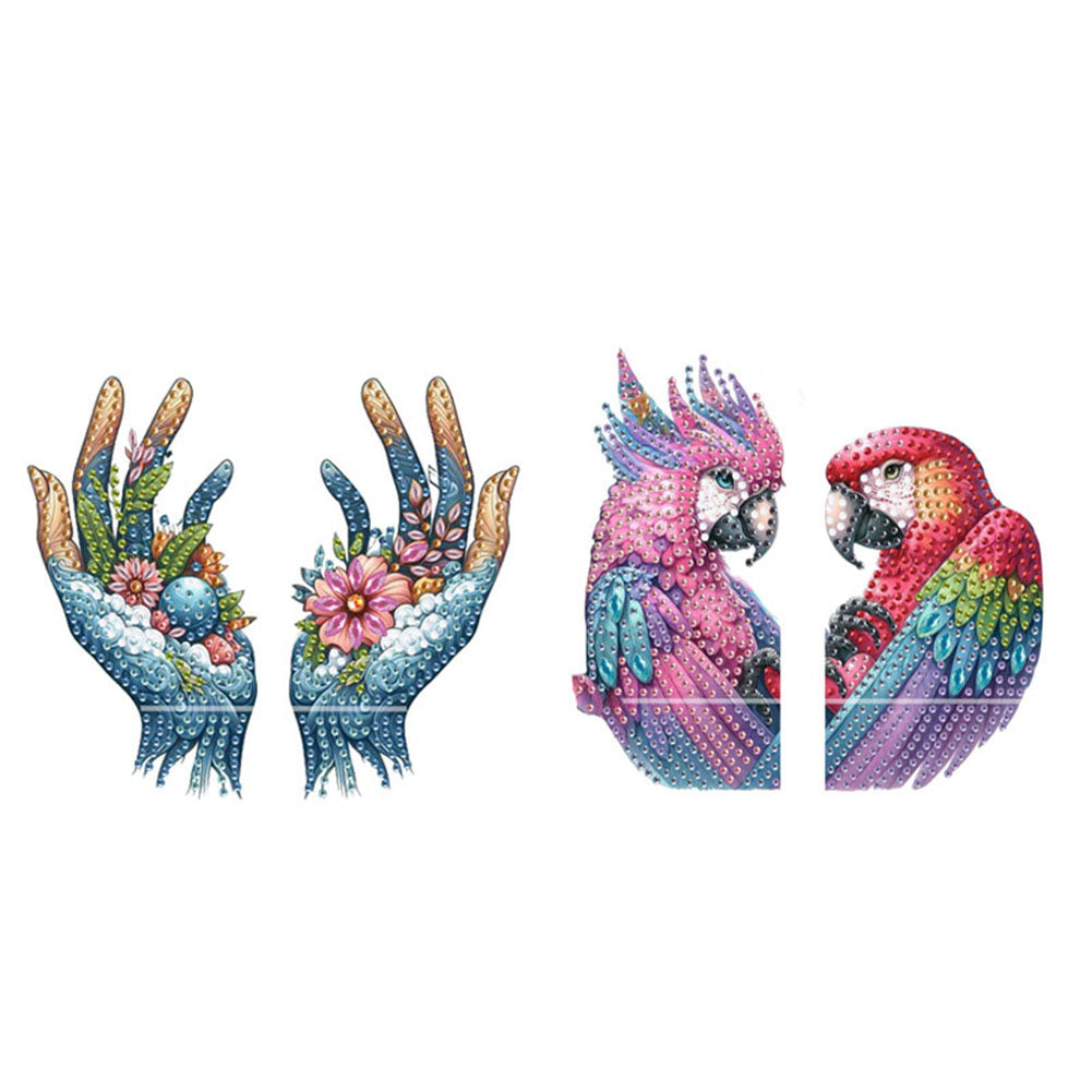 2pcs 2D Flat DIY Diamond Art Pendant Partial Drill Wall Decor for Home & Windows