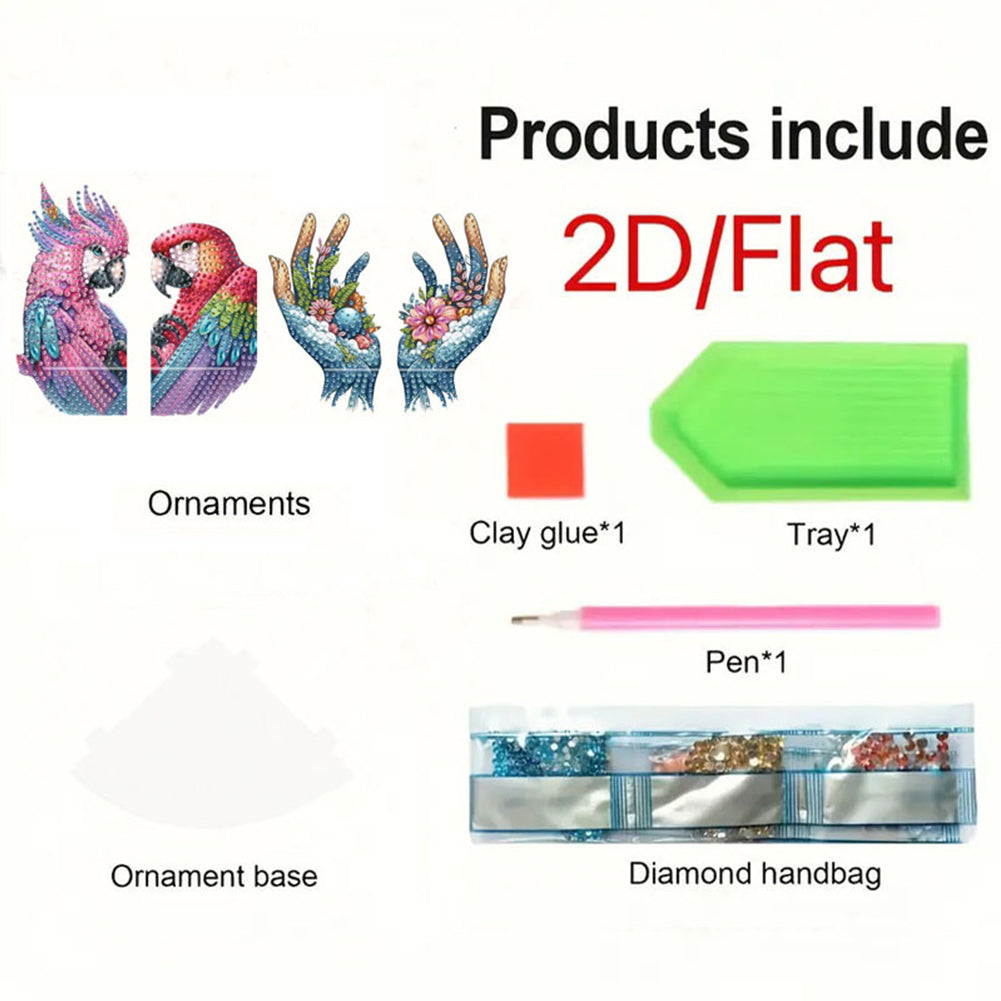 2pcs 2D Flat DIY Diamond Art Pendant Partial Drill Wall Decor for Home & Windows