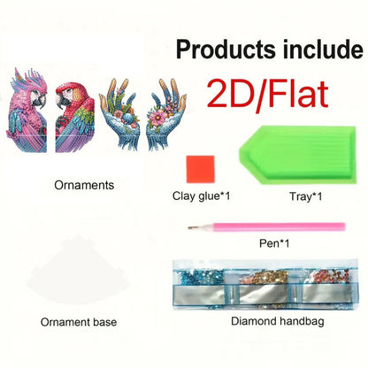 2pcs 2D Flat DIY Diamond Art Pendant Partial Drill Wall Decor for Home & Windows