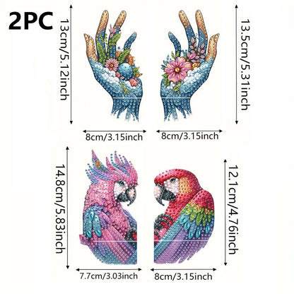 2pcs 2D Flat DIY Diamond Art Pendant Partial Drill Wall Decor for Home & Windows