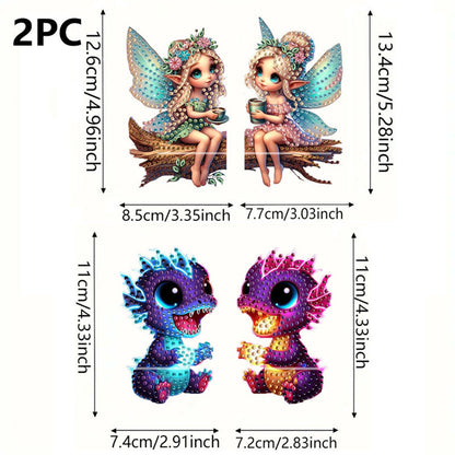 2pcs 2D Flat DIY Diamond Art Pendant Partial Drill Wall Decor for Home & Windows
