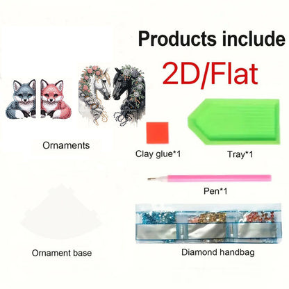 2pcs 2D Flat DIY Diamond Art Pendant Partial Drill Wall Decor for Home & Windows