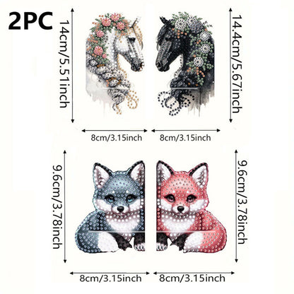 2pcs 2D Flat DIY Diamond Art Pendant Partial Drill Wall Decor for Home & Windows