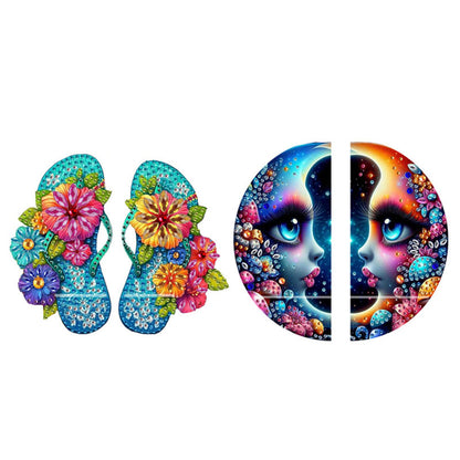 2pcs 2D Flat DIY Diamond Art Pendant Partial Drill Wall Decor for Home & Windows