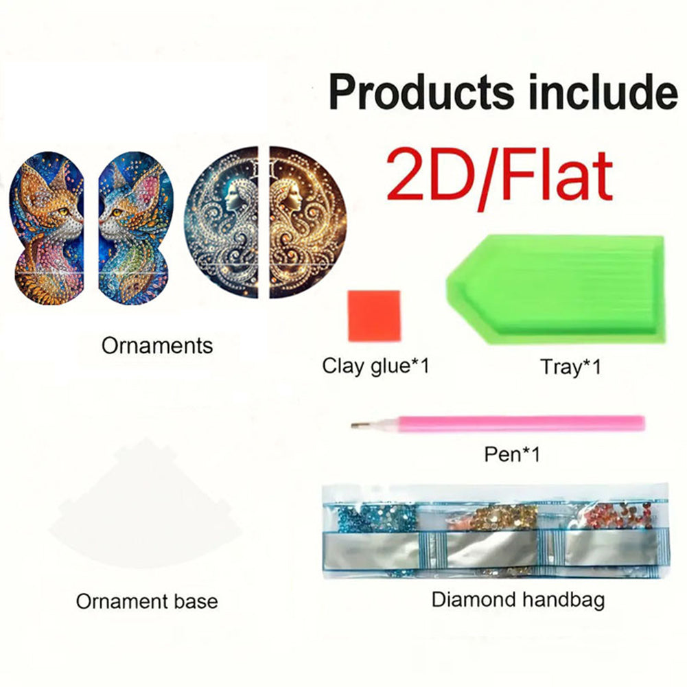 2pcs 2D Flat DIY Diamond Art Pendant Partial Drill Wall Decor for Home & Windows