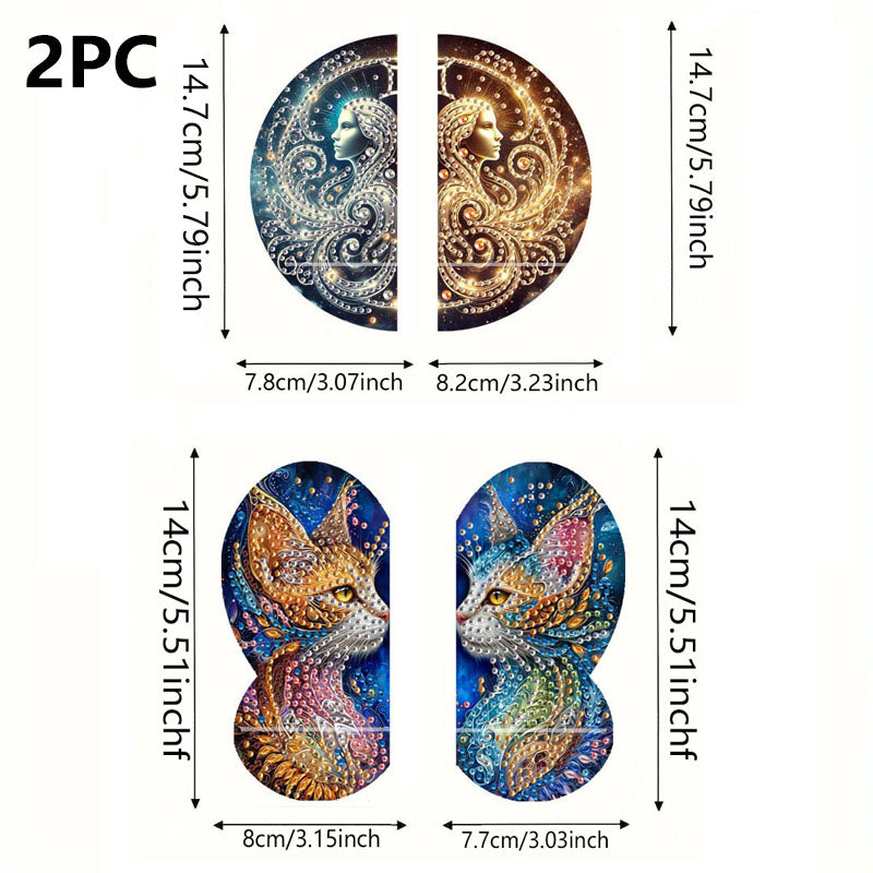 2pcs 2D Flat DIY Diamond Art Pendant Partial Drill Wall Decor for Home & Windows