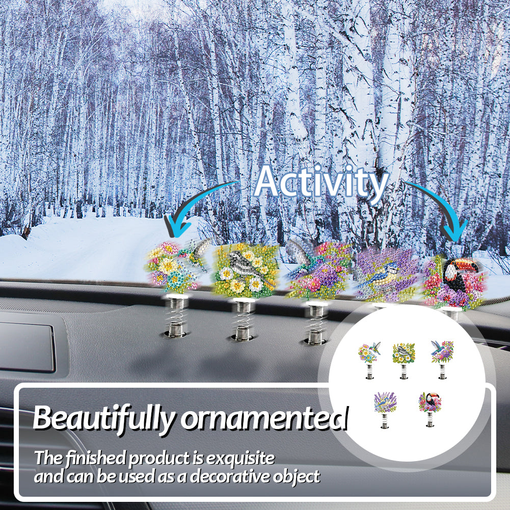 5PCS 2D Flat Animal Acrylic Decor Springs DIY Diamond Painting Shake Ornaments