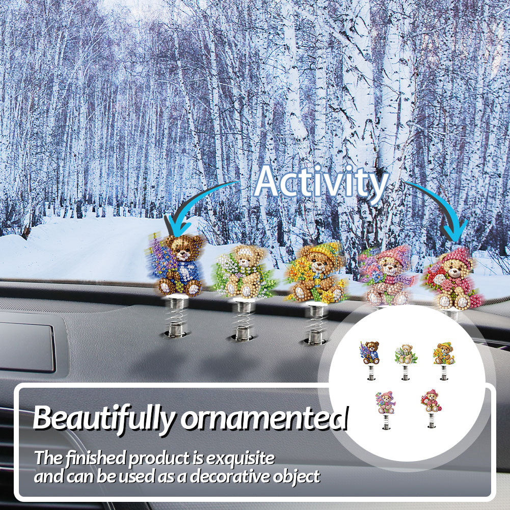 5PCS 2D Flat Animal Acrylic Decor Springs DIY Diamond Painting Shake Ornaments