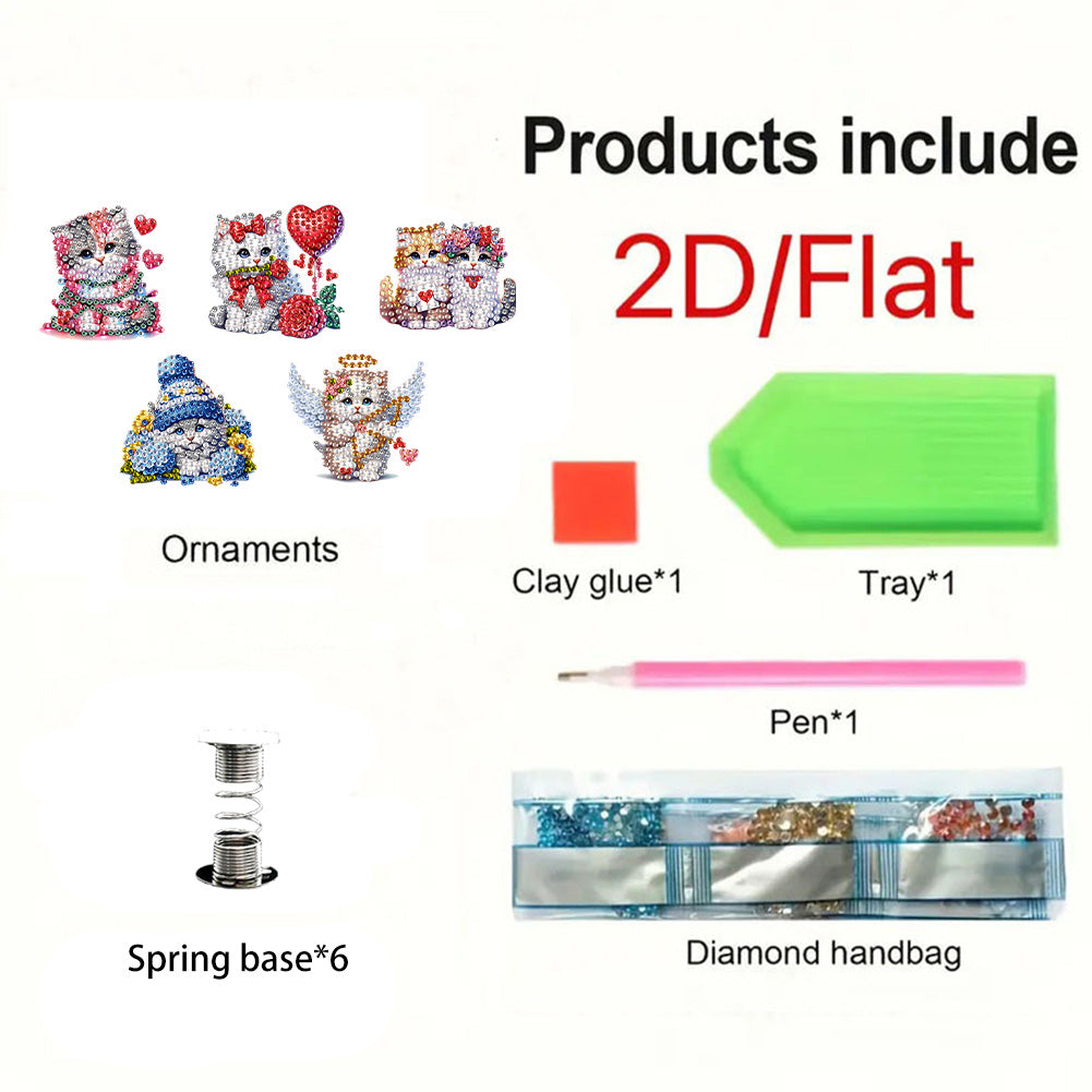 5PCS 2D Flat Animal Acrylic Decor Springs DIY Diamond Painting Shake Ornaments