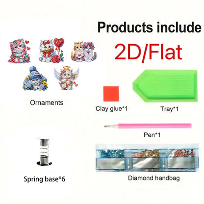 5PCS 2D Flat Animal Acrylic Decor Springs DIY Diamond Painting Shake Ornaments