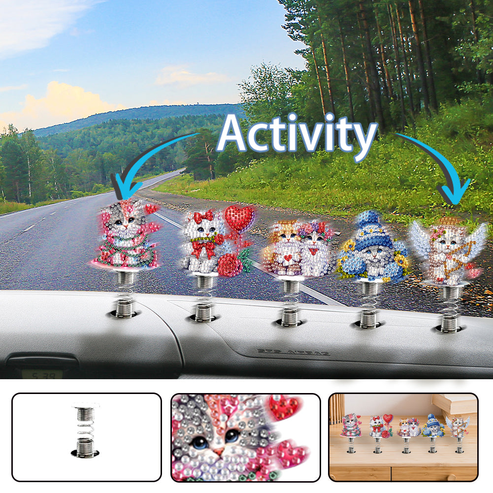 5PCS 2D Flat Animal Acrylic Decor Springs DIY Diamond Painting Shake Ornaments