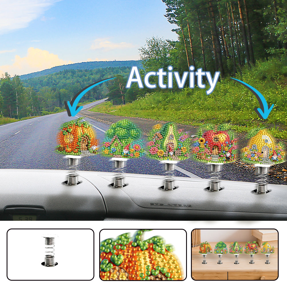 5PCS 2D Flat Animal Acrylic Decor Springs DIY Diamond Painting Shake Ornaments