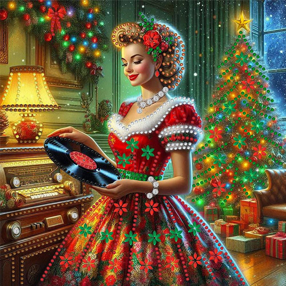 4Pcs Christmas Lady - Special Shaped Drill Diamond Painting 30*30CM