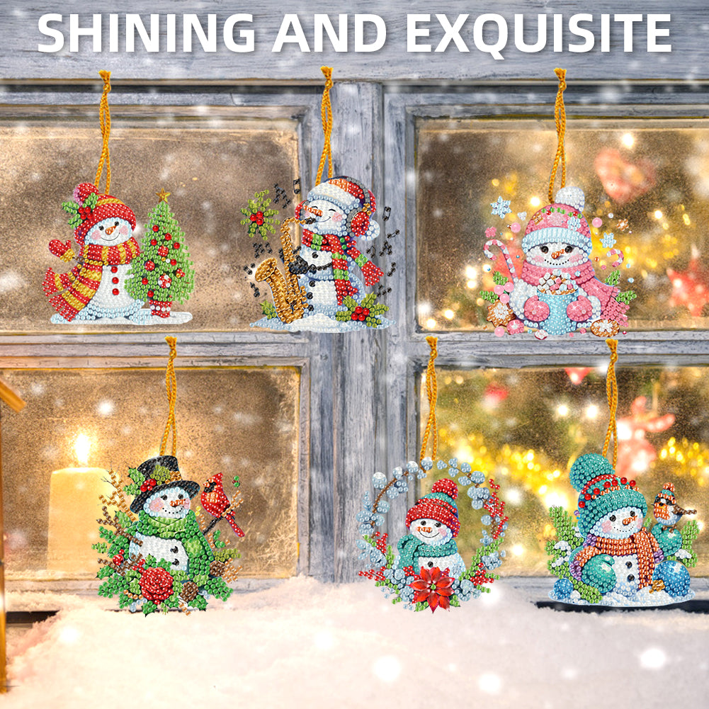 15pcs Xmas Theme 2D Flat DIY Hanging Diamond Art Kits Home Wall Decoration Craft