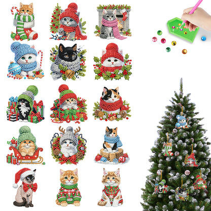 15pcs Xmas Theme 2D Flat DIY Hanging Diamond Art Kits Home Wall Decoration Craft