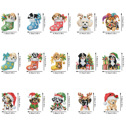 15pcs Xmas Theme 2D Flat DIY Hanging Diamond Art Kits Home Wall Decoration Craft