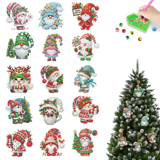 15pcs Xmas Theme 2D Flat DIY Hanging Diamond Art Kits Home Wall Decoration Craft