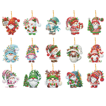 15pcs Xmas Theme 2D Flat DIY Hanging Diamond Art Kits Home Wall Decoration Craft