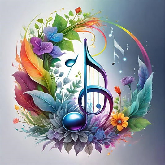Colored Musical Notes - 11CT Stamped Cross Stitch 45*45CM
