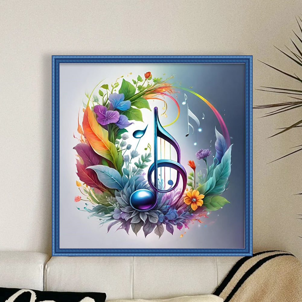 Colored Musical Notes - 11CT Stamped Cross Stitch 45*45CM