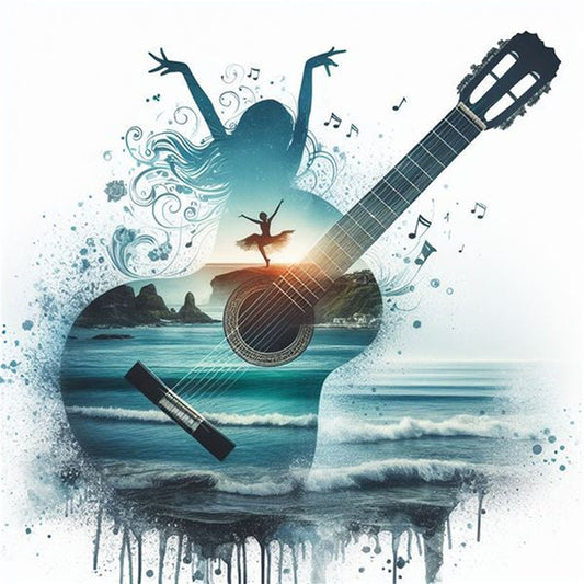 Guitar Girl - 11CT Stamped Cross Stitch 45*45CM