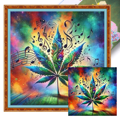Music Maple Leaf - 11CT Stamped Cross Stitch 45*45CM