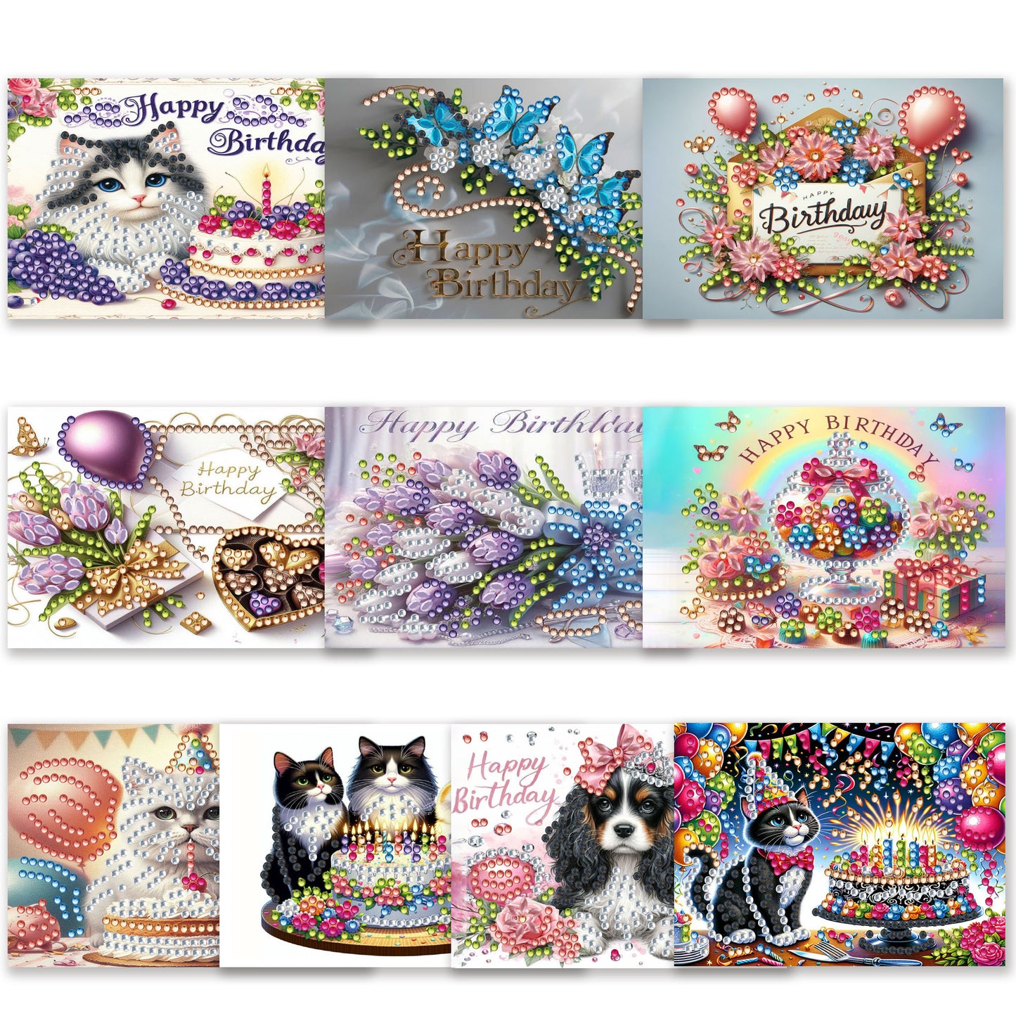 10pcs DIY Diamond Painting Crystal Scratch Card Rhinestone Party Event Gift Card