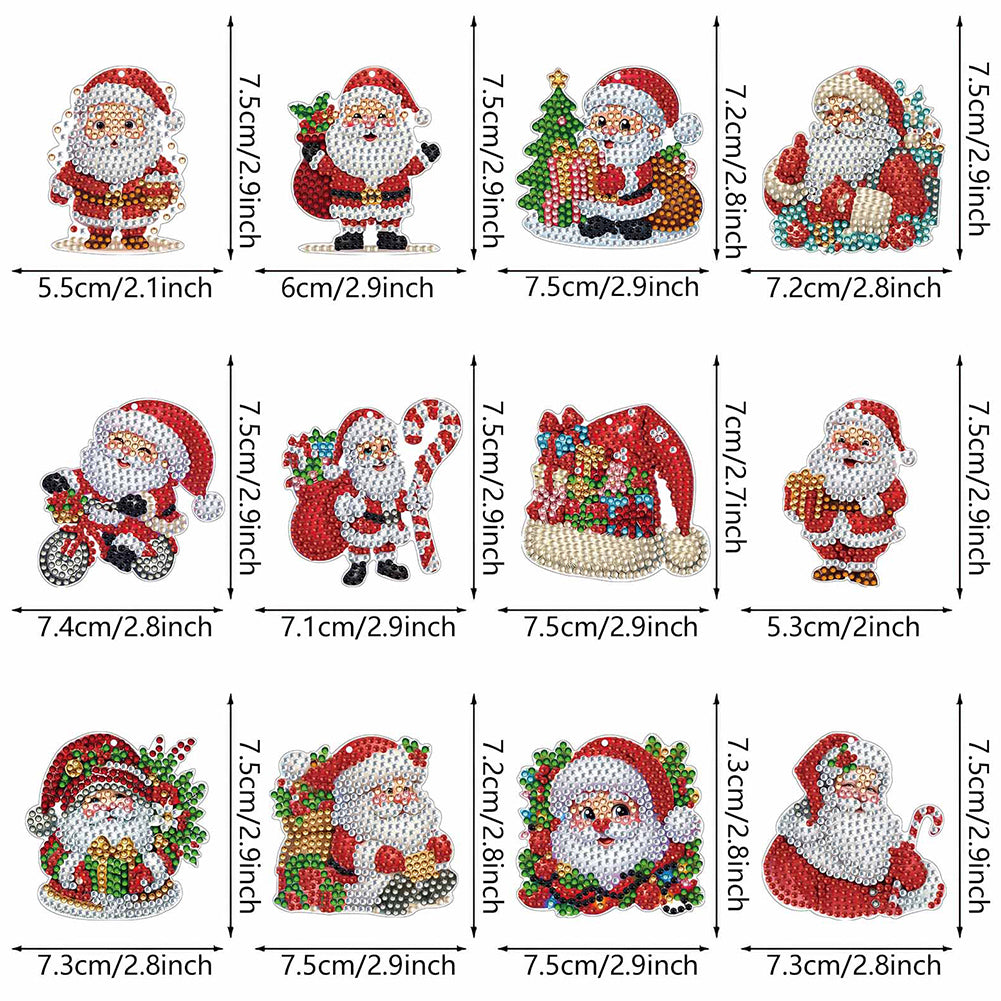 Xmas Theme 2D Flat DIY Diamond Christmas Tree Pendant Wall Door Decoration Craft