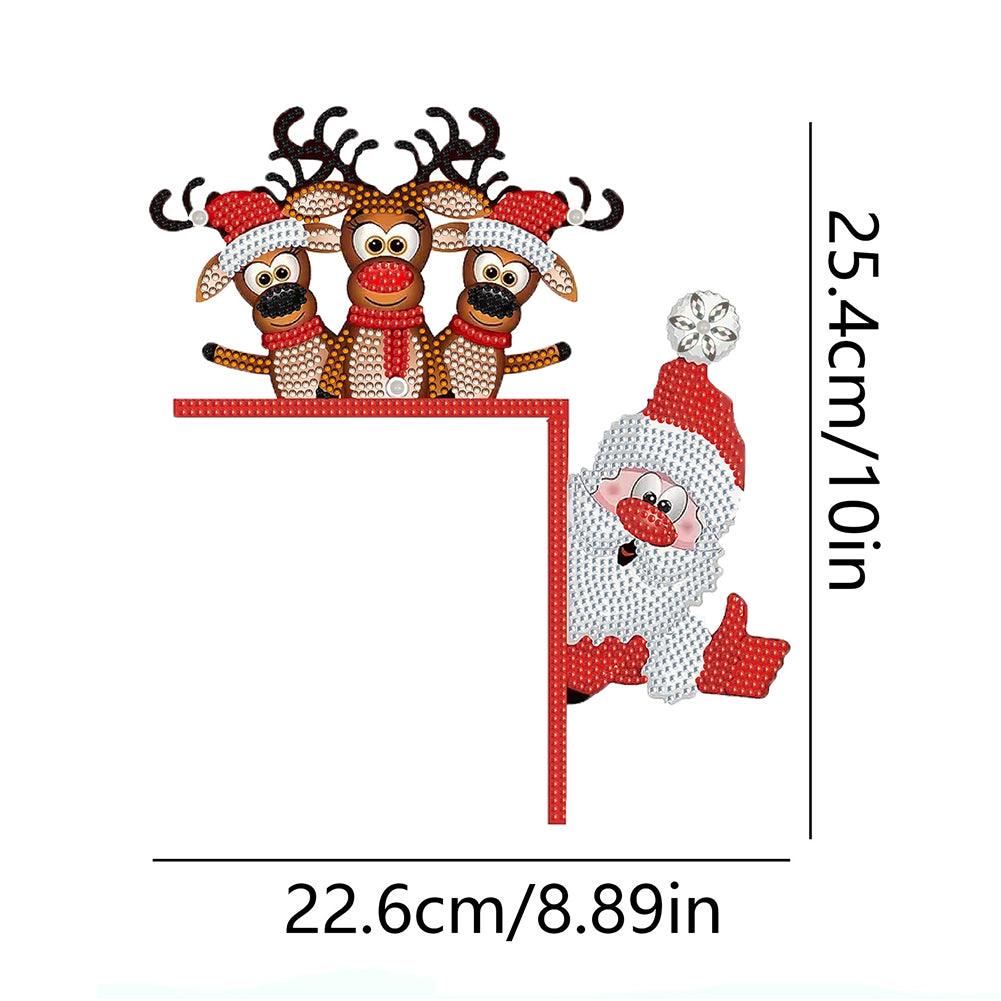 DIY Xmas Diamond Art Door Frame Decoration Door Corner Pendants for Feiend Gifts
