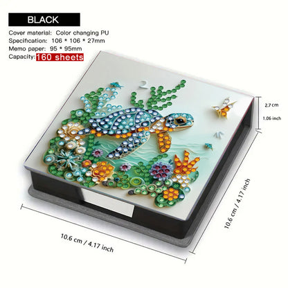 5D DIY Leather Diamond Art Note Box with 160 Sheets Paper for Desktop Decoration