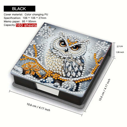 5D DIY Leather Diamond Art Note Box with 160 Sheets Paper for Desktop Decoration