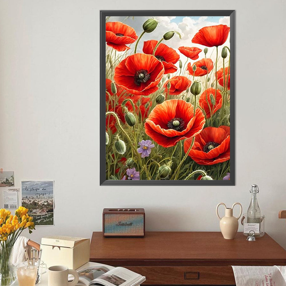 Poppy Bush - Full Round Drill Diamond Painting 40*50CM