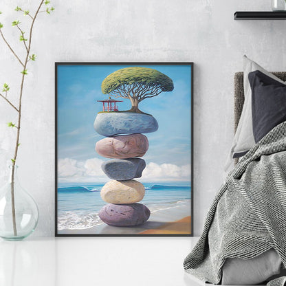Stones On The Seaside - 11CT Stamped Cross Stitch 40*50CM