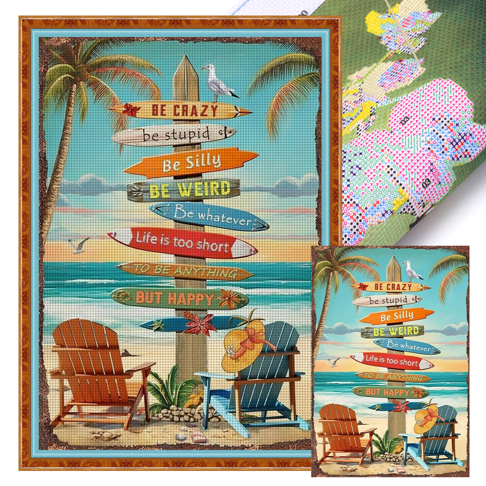 Beach Sign - 11CT Stamped Cross Stitch 40*60CM