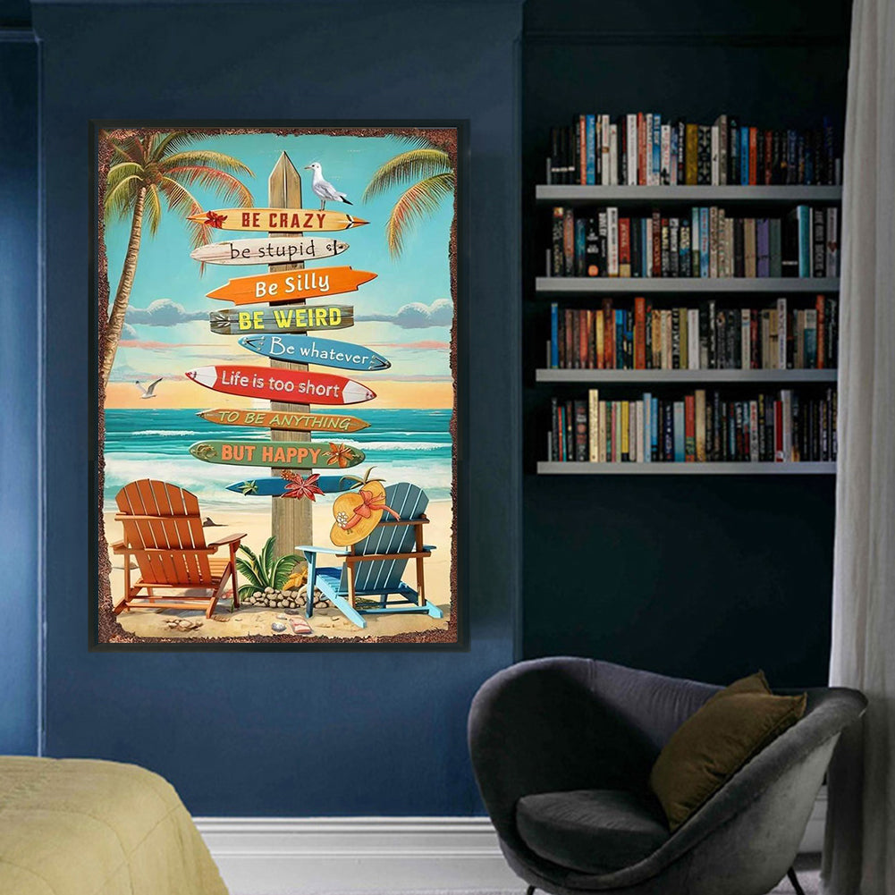 Beach Sign - 11CT Stamped Cross Stitch 40*60CM
