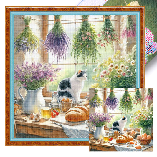 Bakery Kitten - 11CT Stamped Cross Stitch 45*45CM