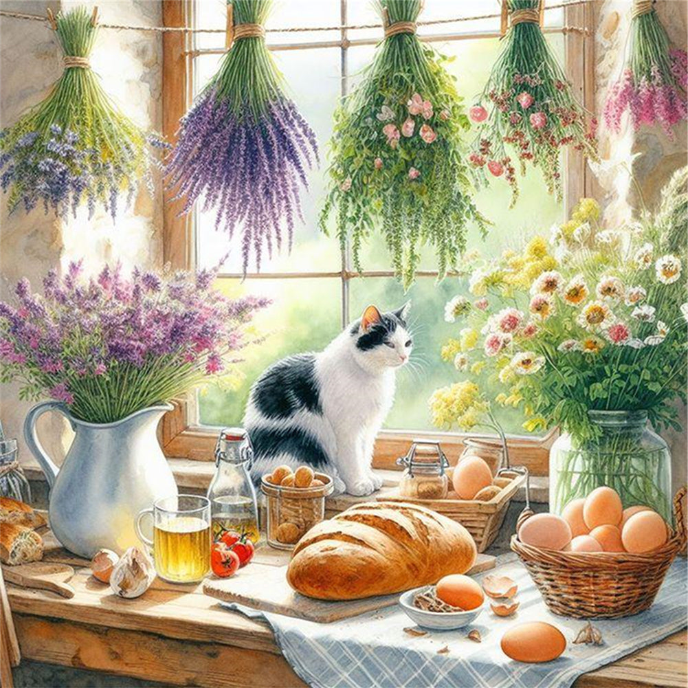 Bakery Kitten - 11CT Stamped Cross Stitch 45*45CM