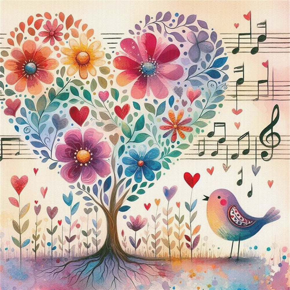 Love Tree - 11CT Stamped Cross Stitch 45*45CM