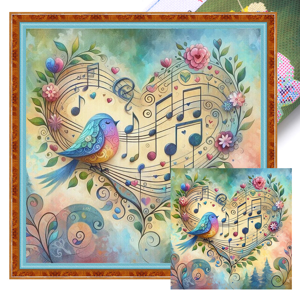 Love Note Bird - 11CT Stamped Cross Stitch 45*45CM