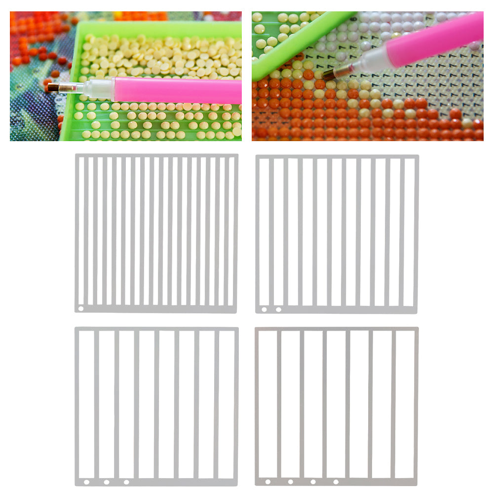 4Pcs DIY Diamond Art Guide Ruler Rhinestone Positioning Grid Ruler Gift (Round)
