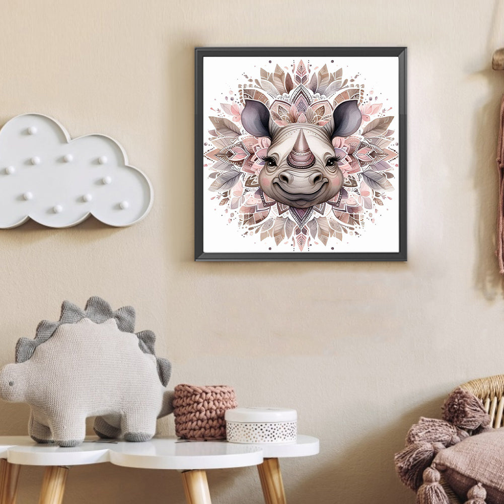 Mandala Rhino - Full Round Drill Diamond Painting 30*30CM