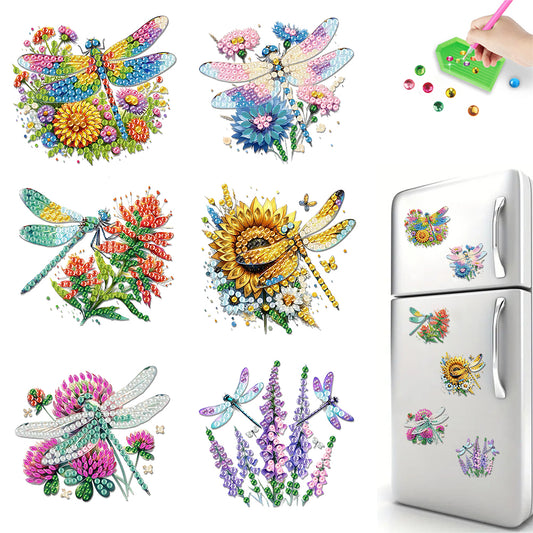 6PCS 2D Flat DIY Diamond Art Refrigerator Magnet Sticker for Home Kitchen Decor