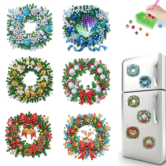6PCS 2D Flat DIY Diamond Art Refrigerator Magnet Sticker for Home Kitchen Decor
