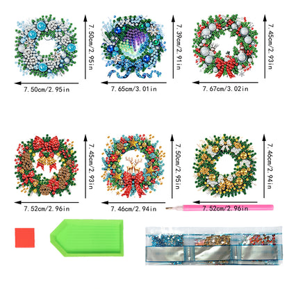 6PCS 2D Flat DIY Diamond Art Refrigerator Magnet Sticker for Home Kitchen Decor
