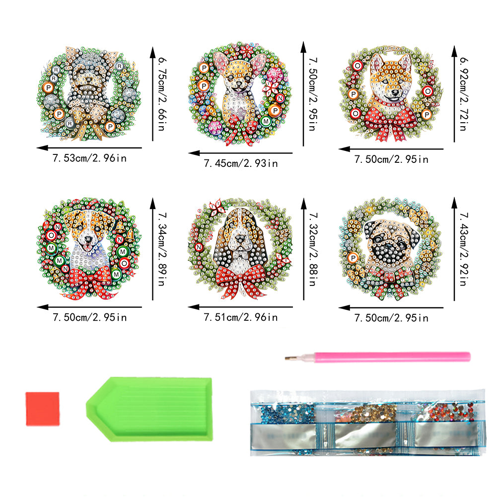 6PCS 2D Flat DIY Diamond Art Refrigerator Magnet Sticker for Home Kitchen Decor