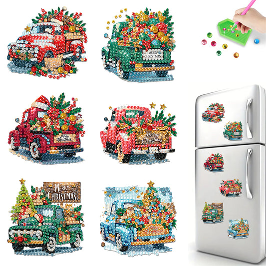 6PCS 2D Flat DIY Diamond Art Refrigerator Magnet Sticker for Home Kitchen Decor
